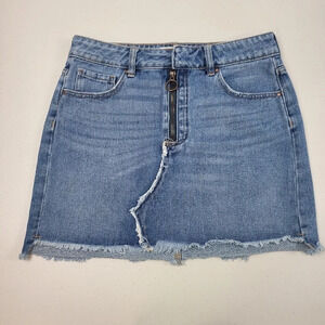 PACSUN Medium Wash Denim Zip Front Mini Skirt Sz 26